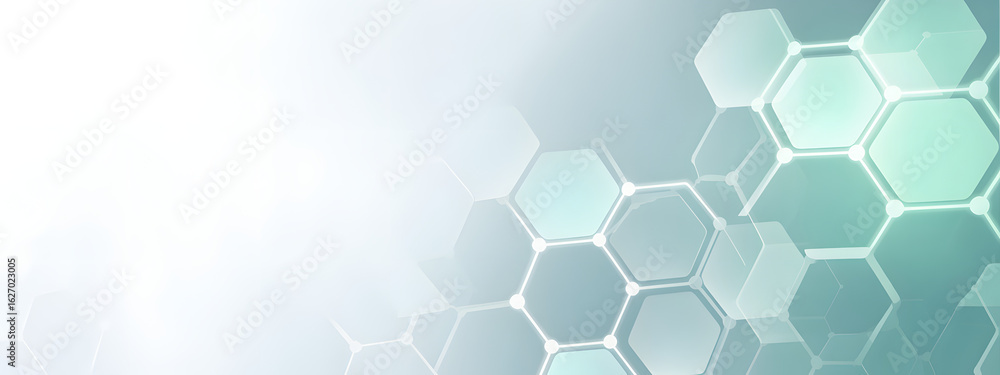 Aufkleber abstract digital hexagon: the futuristic scene depicts a network of interconnected digital hexagons.
