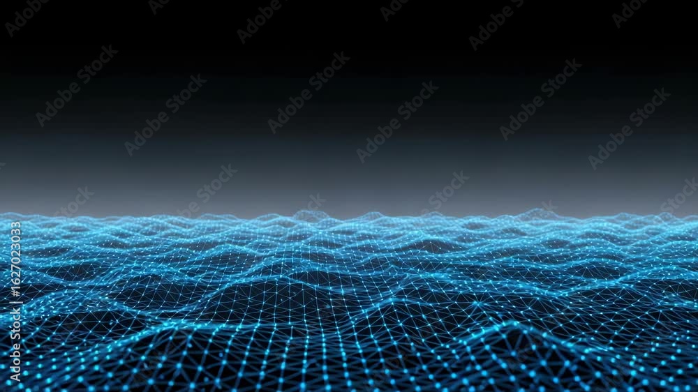 Poster a luminous blue digital network with glowing nodes and connecting lines creates a futuristic, abstra