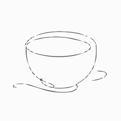 Simple line drawing of a Gongfu tea cup filled with tea  