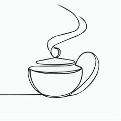 Scent cup depicting a steaming tea in simple line art style  