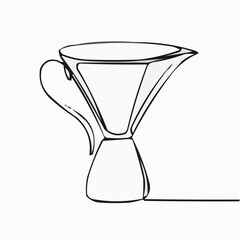 Tea funnel in minimal line art style on white background  