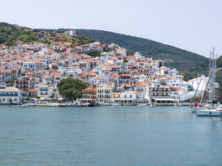 Obraz premium Panorama of Skopelos town, Sporades, Thessaly, Greece