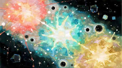 Fototapeta premium A cosmic watercolor chaos where physics becomes art – ideal for spiritual or scientific themes