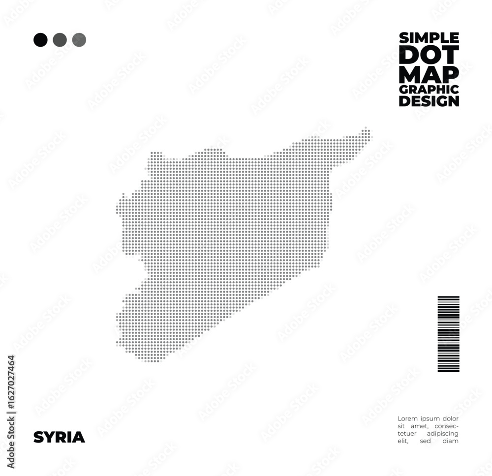 Poster geometric dot pattern map of syria for clean and modern design projects