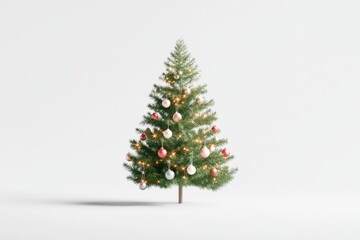 Fototapeta premium Festive christmas tree with ornaments and lights for holiday celebrations