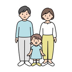 若い家族の全身イラスト素材