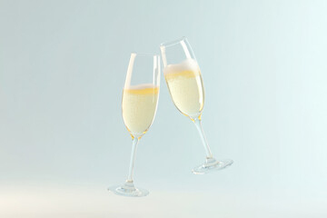 Elegant champagne glasses toasting for special occasions and celebrations