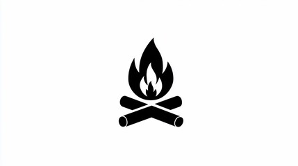 Simple bonfire icon with logs and flames, inviting warmth