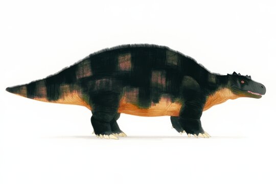 Realistic ankylosaurus dinosaur illustration on white background for educational and design use