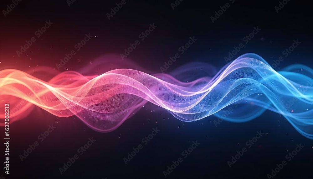 Poster abstract digital wave with flowing lines in vibrant blue and red colors. this futuristic graphic dis