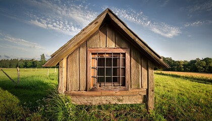 rural structure featuring a barred window