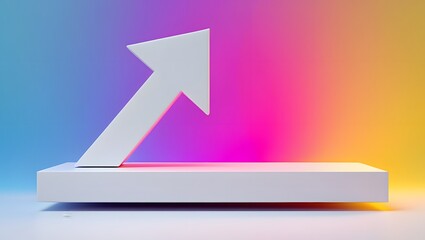 White Upward Arrow on Pastel Gradient Background