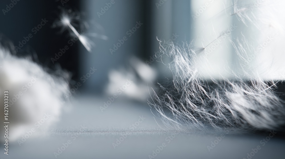 Poster soft floating feathers in blurred background for dreamy abstract concept product visuals and design 