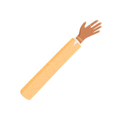 Open human hand with extended fingers in an abstract style. Flat arm symbol with a gesture shape. Multicultural concept, colorful flat art, suitable for communication or unity designs.
