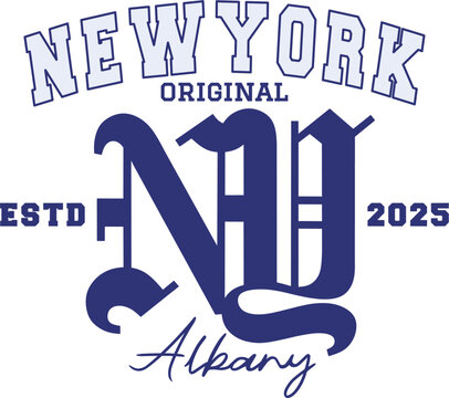 Retro typography college varsity New York slogan with Grunge effect for jersey, t-shirt, or wall art design - Vector