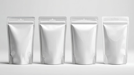 White Zipper Stand Up Pouch Packaging Set on Display