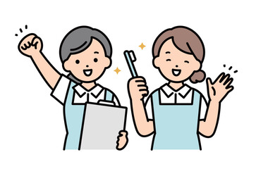 2人の歯科助手のベクターイラスト素材