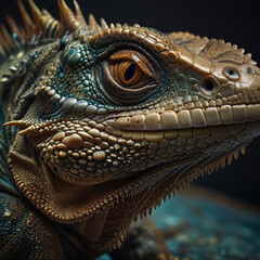 Fototapeta premium Iguana, close up photo of animal head.
