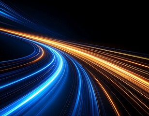 Abstract light trails curving through dark space