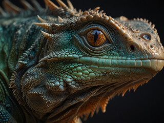 Fototapeta premium Iguana, close up photo of animal head.