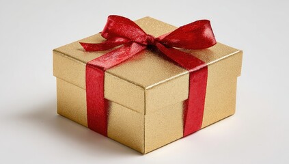 Obraz premium Gold gift box with red ribbon (10)