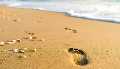 Footprints in the sand at the beach