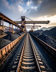 Naklejka premium Industrial coal train tracks