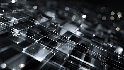 Obraz premium Abstract digital network of translucent cubes