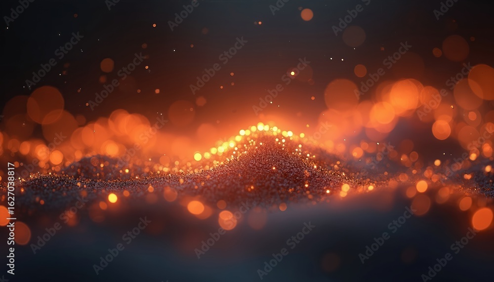 Poster glowing orange lights on dark background create an abstract design element. warm colors light up dar