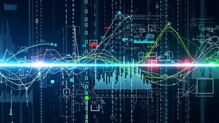 Dynamic Data Visualization with Digital Binary Code for Futuristic Technology Concept - Powered by Adobe
