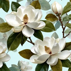 Obraz premium Seamless magnolia floral pattern