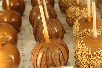 Caramel Apples with Nuts and Drizzle
