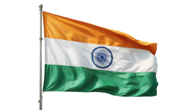 Proudly waving Indian flag symbolizes national pride and unity, perfect for patriotic themes