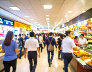 Busy food market interior