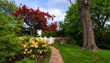 Naklejka premium Spring garden path