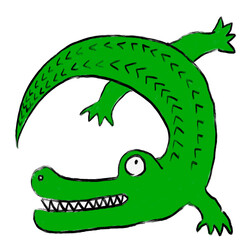 Cute Cartoon Crocodile Illustration (Transparent Background)