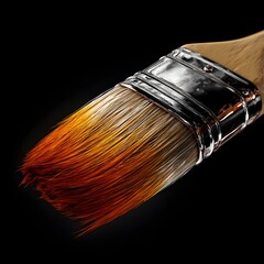 High-Quality 3D Render of Floating Paint Brush – Clean Black Background for Creative & Design Branding