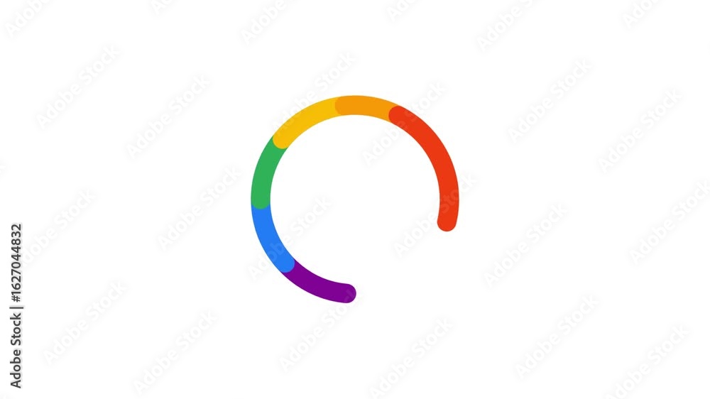 Fototapete vibrant multicolored circular progress bar animation. a minimalist rainbow loading spinner for user 