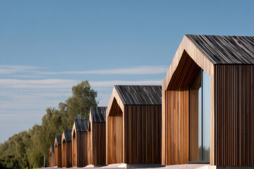 Fototapeta premium beach huts at sunset