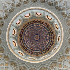 The beautiful interior of a dome in the mosque in Tashkent, Uzbekistan 