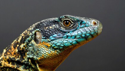 Fototapeta premium Close-up profile of a vibrant lizard