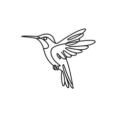 Obraz premium Minimalist Hummingbird Line Art A Simple and Elegant Bird Illustration on a White Background