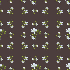 Tung blossom flower pattern with brown background 