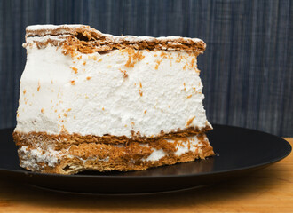 Milhojas, dessert made with puff pastry, filled with meringue