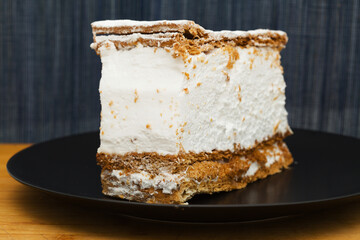 Milhojas, dessert made with puff pastry, filled with meringue