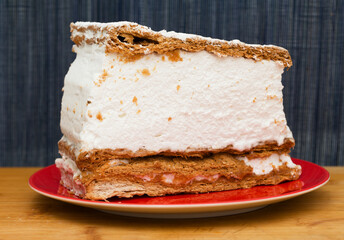 Milhojas, dessert made with puff pastry, filled with meringue