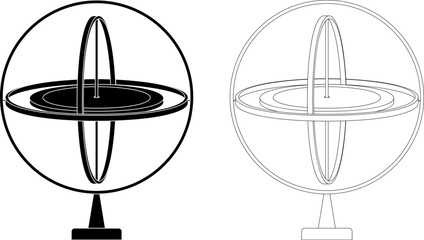 outline silhouette Gyroscope icon set