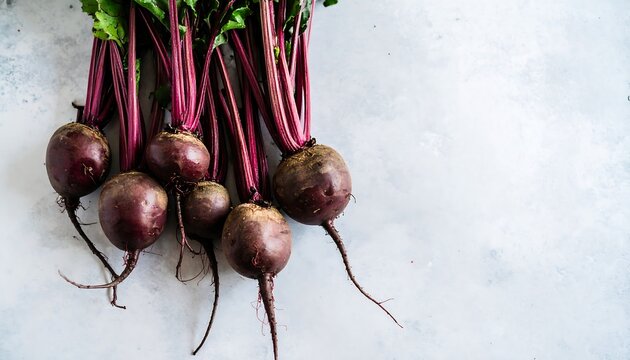Fresh beets on a light surface