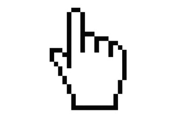 Pixelated Hand Cursor Pointing on Transparent Background