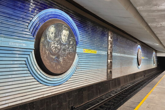 Metro Station with Soviet Cosmonauts designs in Tashkent, Uzbekistan 